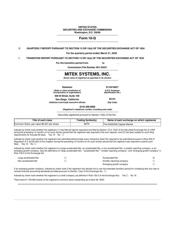 Thumbnail Mitek Systems
 10-Q Quarterly Report FY2020 