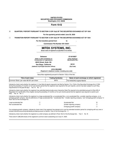 Thumbnail Mitek Systems
 10-Q Quarterly Report FY2020 