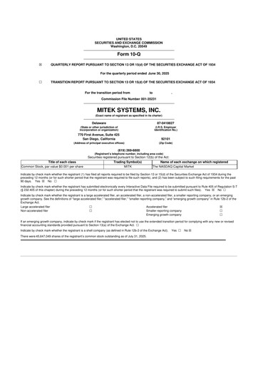 Thumbnail Mitek Systems
 10-Q Quarterly Report FY2025 