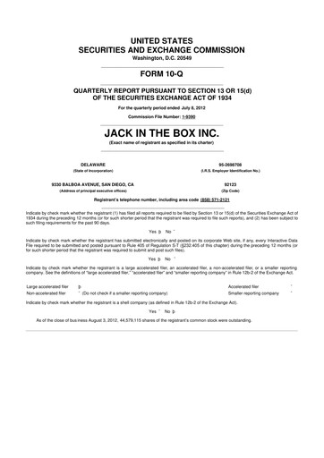 Thumbnail Jack in the Box
 10-Q Quarterly Report FY2012 