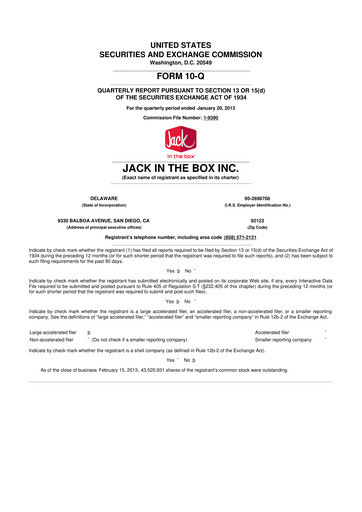 Thumbnail Jack in the Box
 10-Q Quarterly Report FY2013 