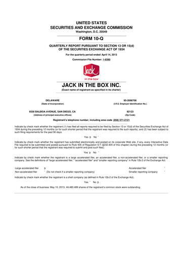 Thumbnail Jack in the Box
 10-Q Quarterly Report FY2013 