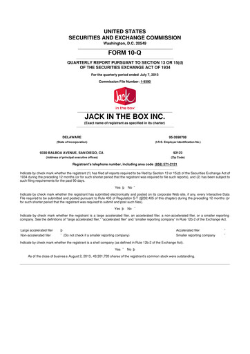 Thumbnail Jack in the Box
 10-Q Quarterly Report FY2013 