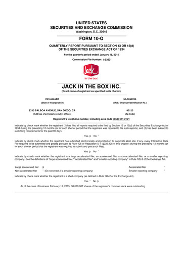 Thumbnail Jack in the Box
 10-Q Quarterly Report FY2015 
