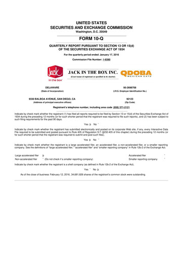 Thumbnail Jack in the Box
 10-Q Quarterly Report FY2016 