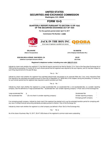 Thumbnail Jack in the Box
 10-Q Quarterly Report FY2017 