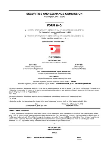 Thumbnail Photronics 10-Q Quarterly Report FY 