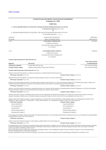 Thumbnail CMS Energy
 10-K Annual Report 2018