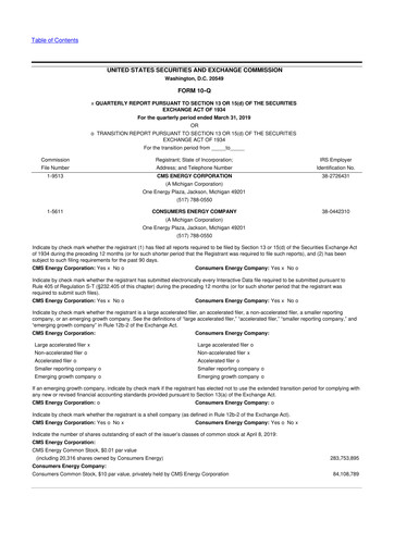 Miniature CMS Energy
 10-Q Rapport trimestriel 2019 