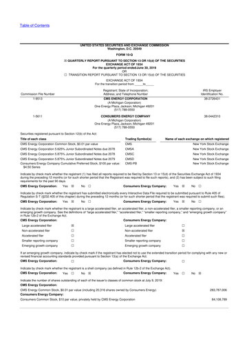 Miniature CMS Energy
 10-Q Rapport trimestriel 2019 