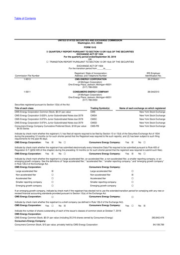 Miniature CMS Energy
 10-Q Rapport trimestriel 2019 