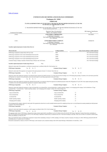 Thumbnail CMS Energy
 10-K Annual Report 2019
