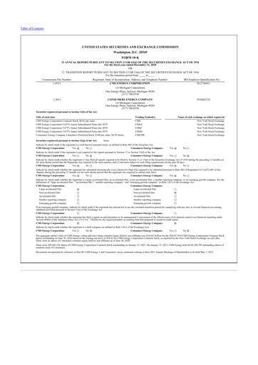 Thumbnail CMS Energy
 10-K Annual Report 2020