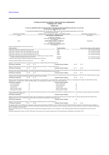 Thumbnail CMS Energy
 10-K Annual Report 2021