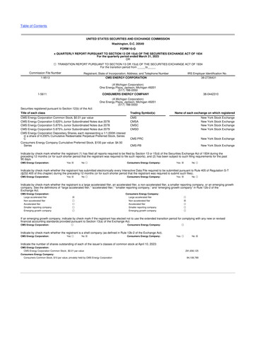 Miniature CMS Energy
 10-Q Rapport trimestriel 2023 