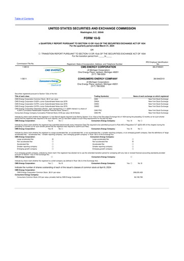 Miniature CMS Energy
 10-Q Rapport trimestriel 2024 