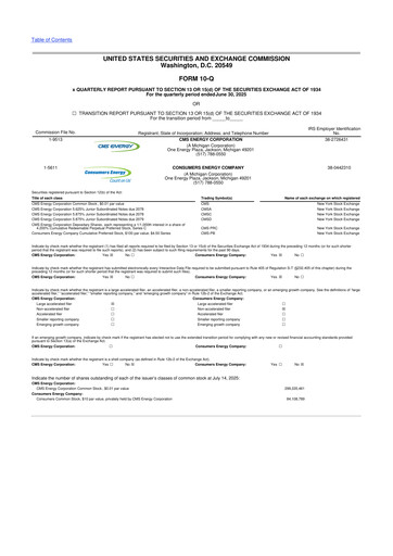 Miniature CMS Energy
 10-Q Rapport trimestriel 2025 