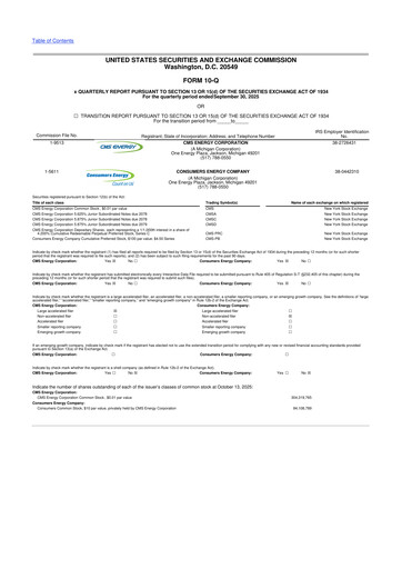 Miniature CMS Energy
 10-Q Rapport trimestriel 2025 