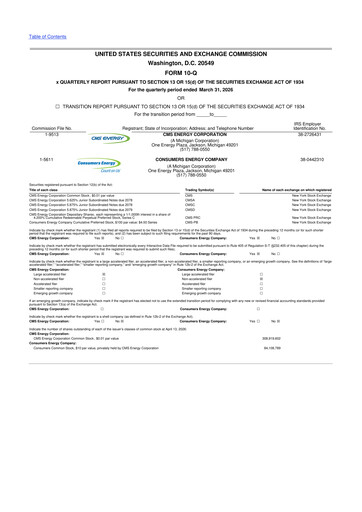 Thumbnail CMS Energy
 10-Q Quarterly Report FY 