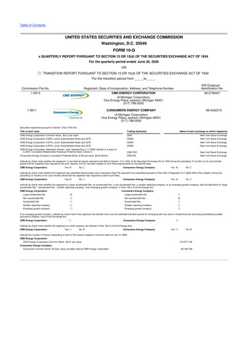 Thumbnail CMS Energy
 10-Q Quarterly Report FY2026 