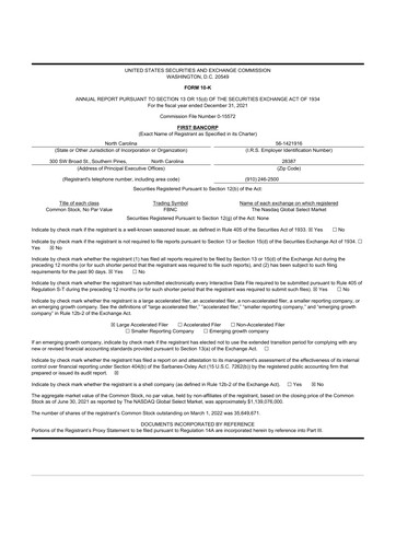 Thumbnail First Bancorp
 10-K Annual Report 2021