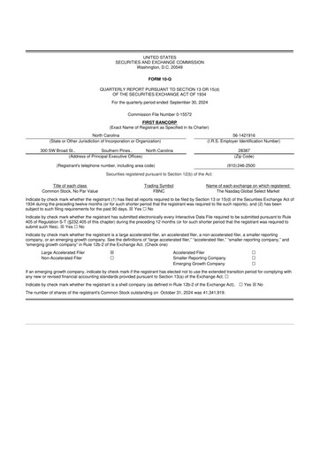 Thumbnail First Bancorp
 10-Q Quarterly Report FY2024 