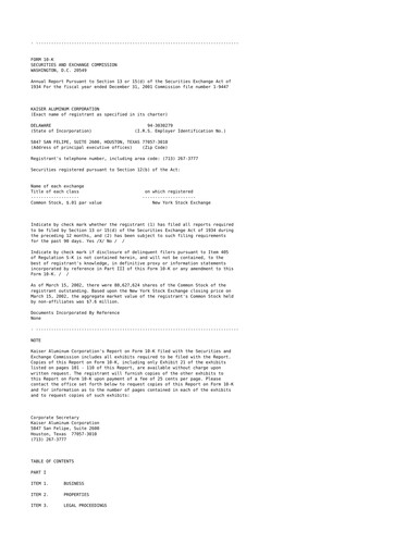 Thumbnail Kaiser Aluminum
 10-K Annual Report 