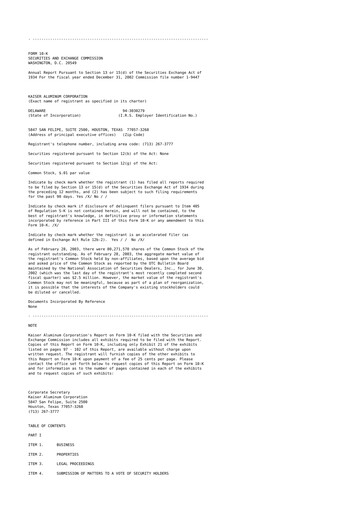 Thumbnail Kaiser Aluminum
 10-K Annual Report 