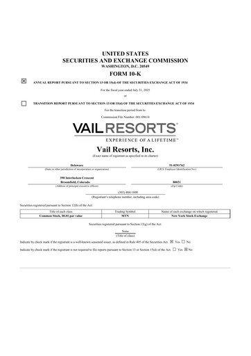 Thumbnail Vail Resorts
 10-K Annual Report 2025