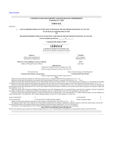 Thumbnail Cadence Design Systems 10-K Annual Report 2012