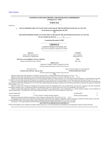 Thumbnail Cadence Design Systems 10-K Annual Report 2013