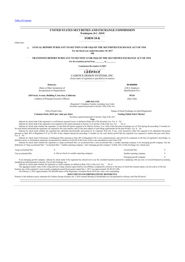 Thumbnail Cadence Design Systems 10-K Annual Report 2017