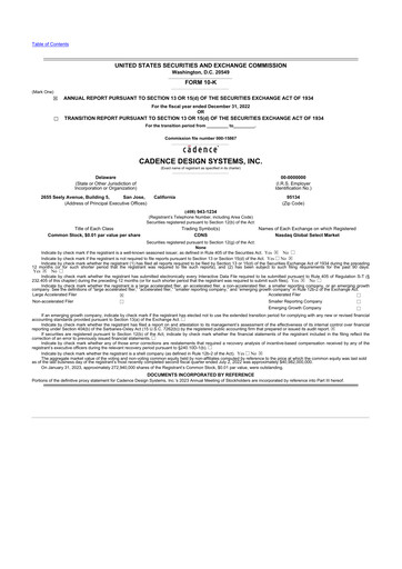 Thumbnail Cadence Design Systems 10-K Annual Report 2022