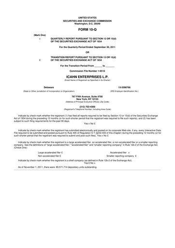 Thumbnail Icahn Enterprises
 10-Q Quarterly Report FY2011 