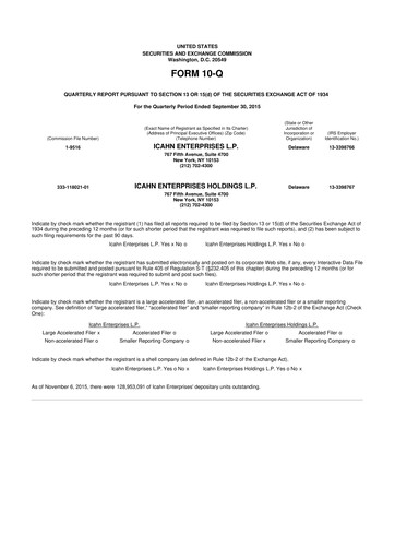 Thumbnail Icahn Enterprises
 10-Q Quarterly Report FY 