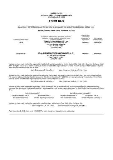 Thumbnail Icahn Enterprises
 10-Q Quarterly Report FY 