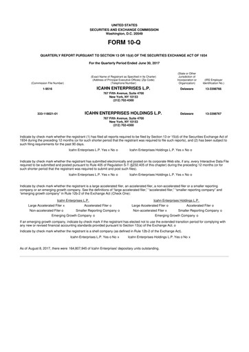 Thumbnail Icahn Enterprises
 10-Q Quarterly Report FY 