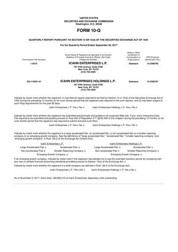 Thumbnail Icahn Enterprises
 10-Q Quarterly Report FY 