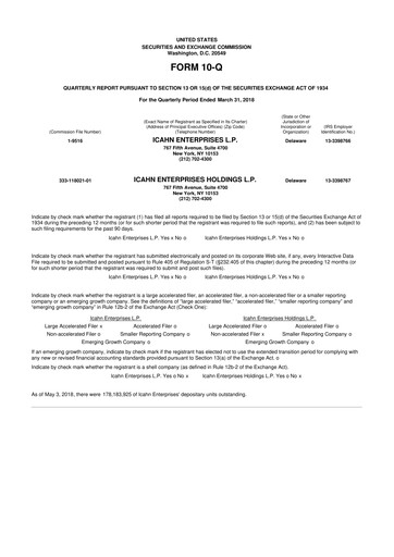 Thumbnail Icahn Enterprises
 10-Q Quarterly Report FY 