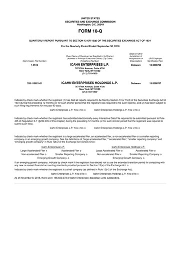 Thumbnail Icahn Enterprises
 10-Q Quarterly Report FY 