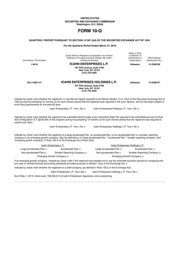 Thumbnail Icahn Enterprises
 10-Q Quarterly Report FY 