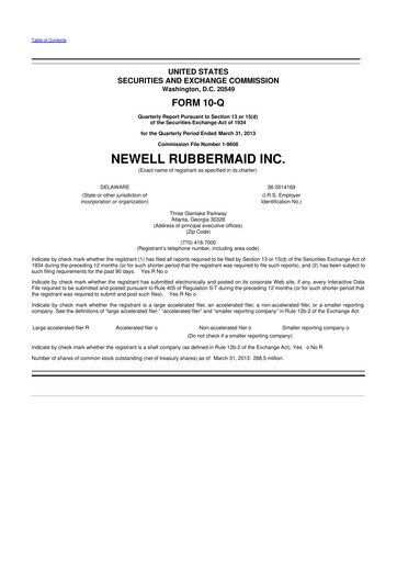 Thumbnail Newell Brands
 10-Q Quarterly Report FY2013 