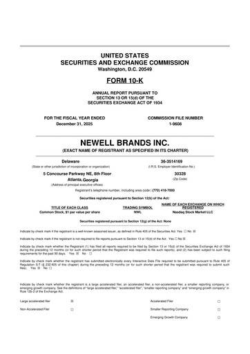 Thumbnail Newell Brands
 10-K Annual Report 2025