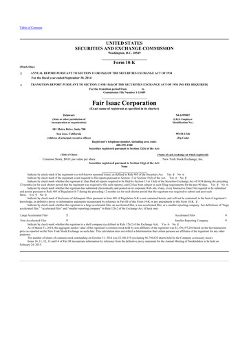 Thumbnail Fair Isaac (FICO) 10-K Annual Report 2014