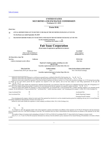 Thumbnail Fair Isaac (FICO) 10-K Annual Report 2019