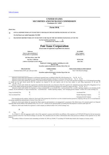 Thumbnail Fair Isaac (FICO) 10-K Annual Report 2019