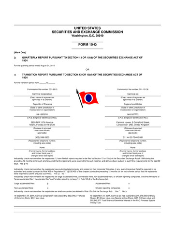 Thumbnail Carnival Corporation 10-Q Quarterly Report FY 