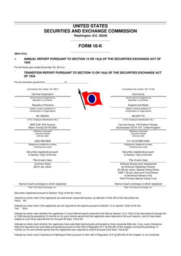 Thumbnail Carnival Corporation 10-K Annual Report 