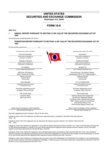 Thumbnail Carnival Corporation 10-K Annual Report 