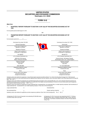 Thumbnail Carnival Corporation 10-Q Quarterly Report FY 